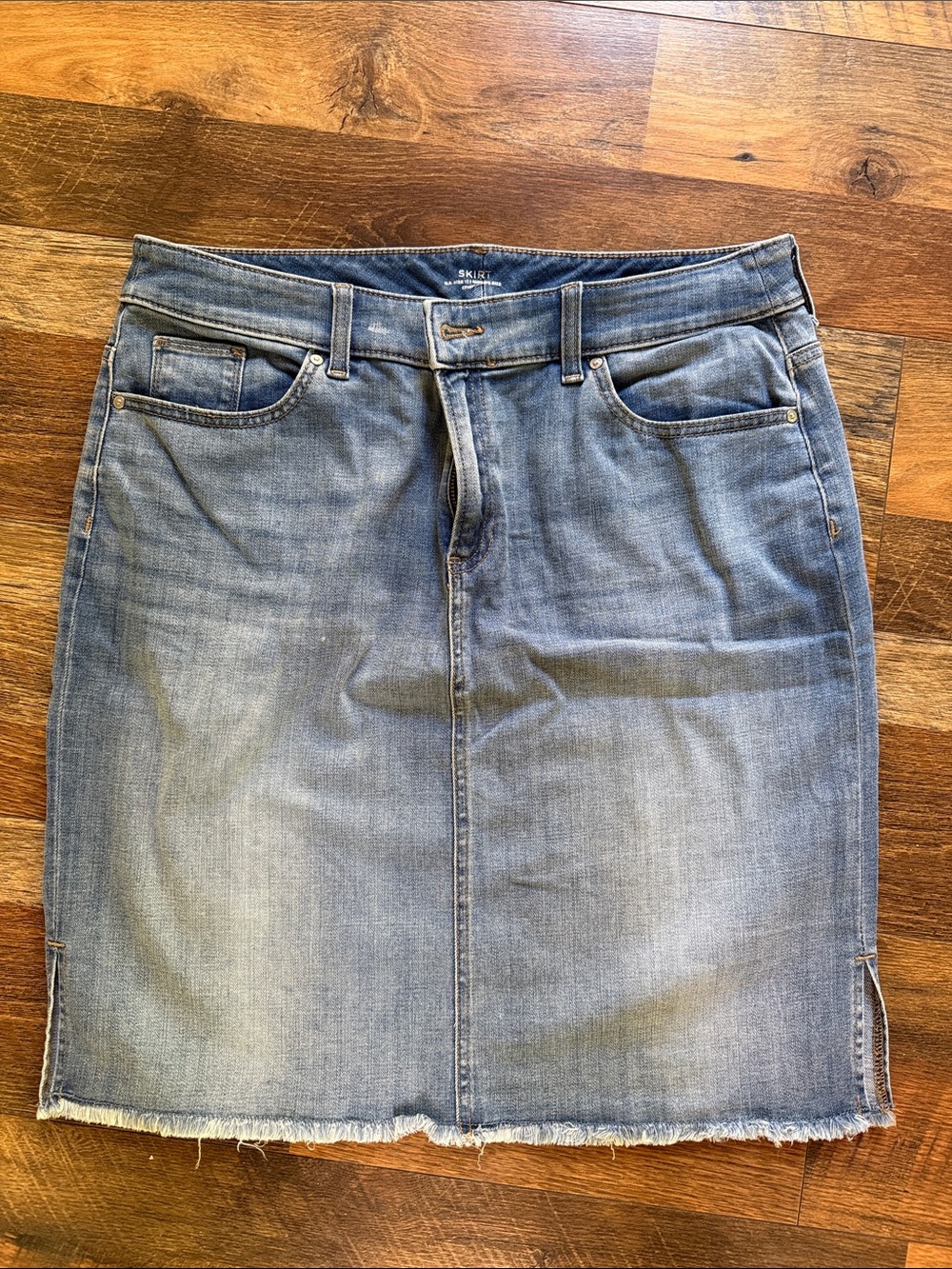 Chicos Light Wash Denim Skirt